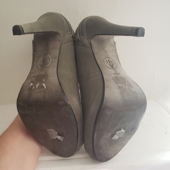 ASH Italia Canvas Peep Toe Pumps Taupe Size 38.5 - Picture 5 of 7
